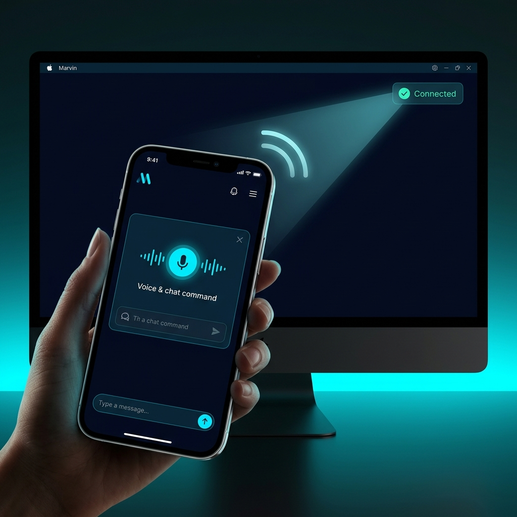 Phone paired with desktop as Marvin control surface