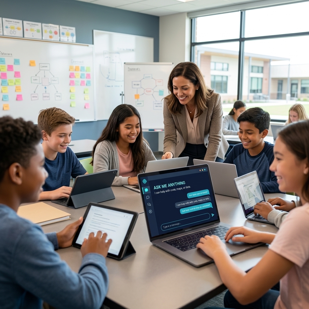 Teacher using Marvin to help students learn