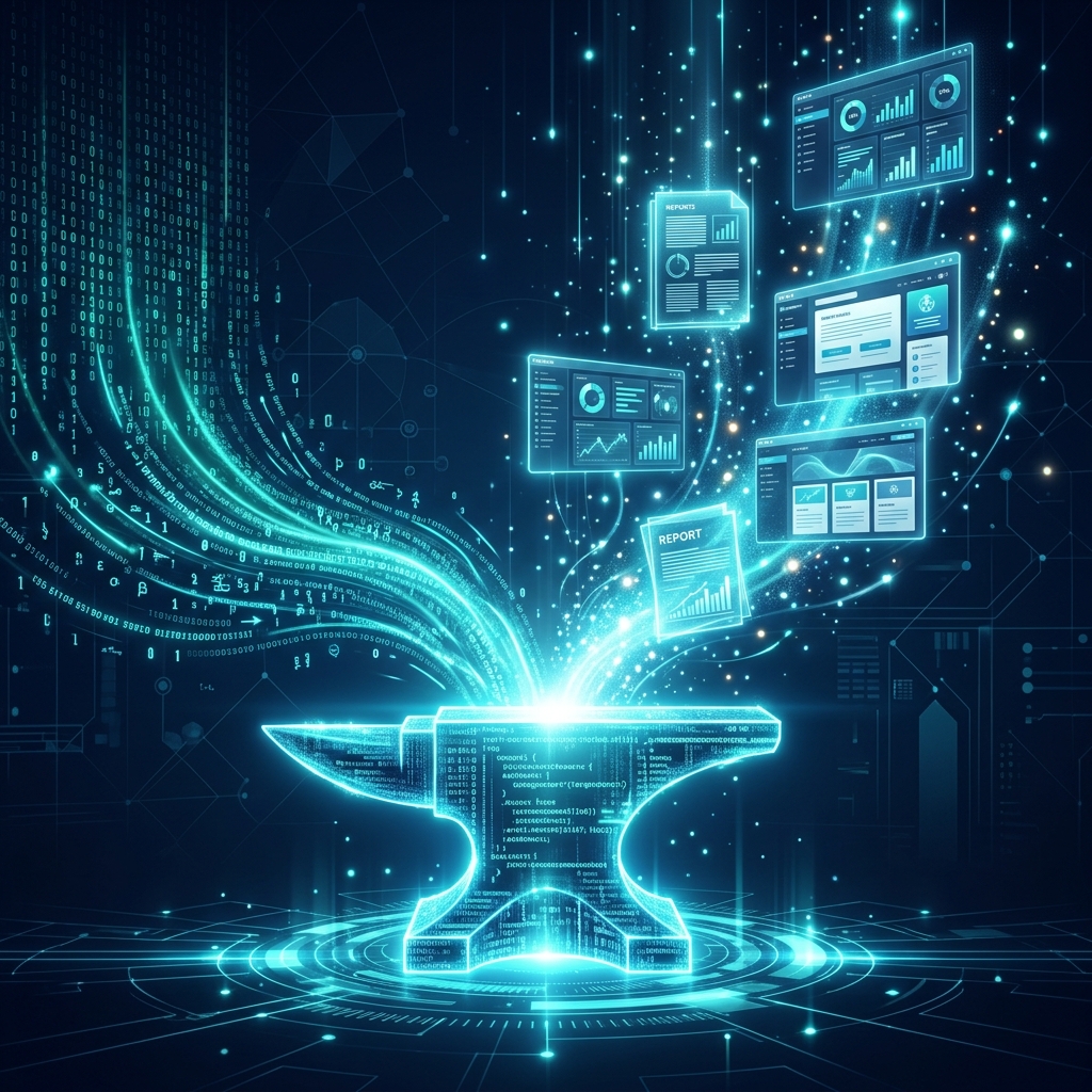 AI Code Forge generating dashboards and websites