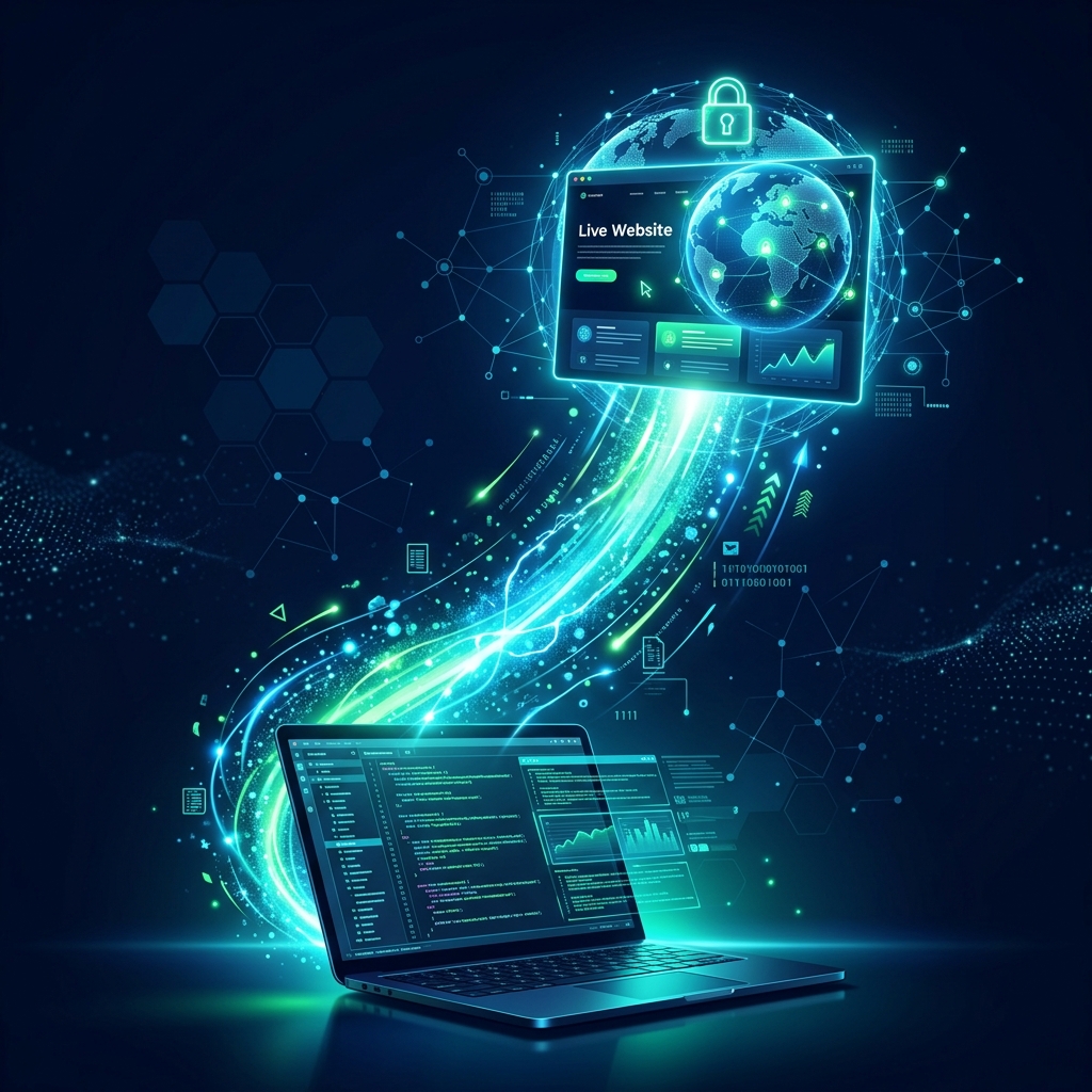 AI deploying from code to live domain